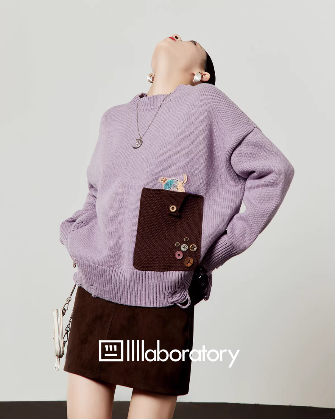 Pocket Patchwork Knit Top/Mini Skirt LLA0582