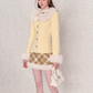 Sweet Cream Fur Jacket & Paid Mini Skirt UNP0004