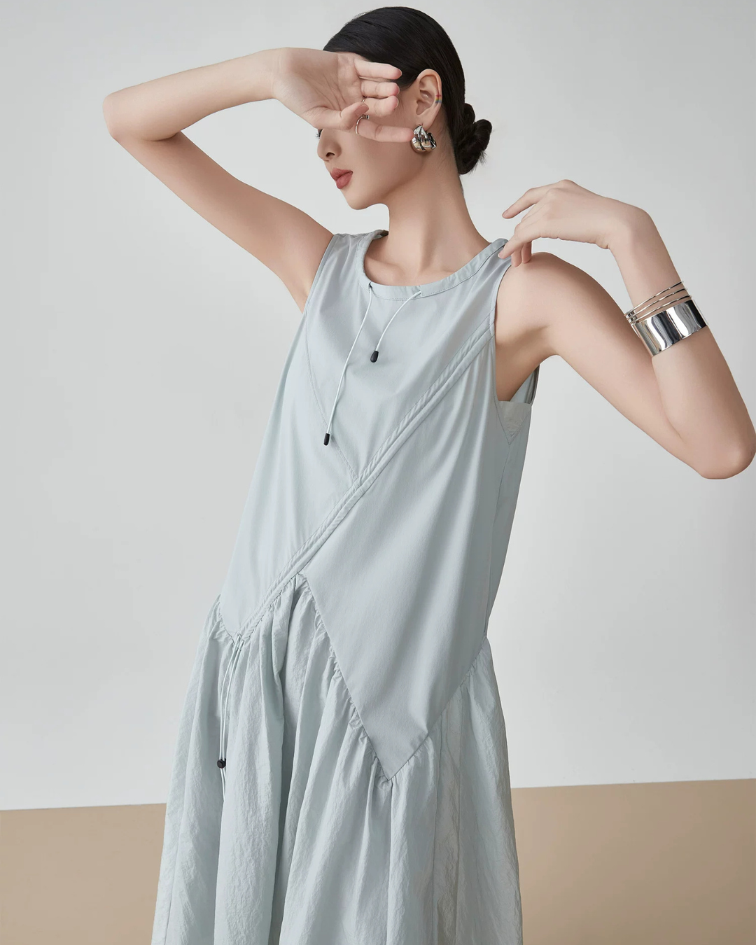 Asymmetric Drape Long Dress FER0279