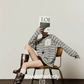 White Striped Long-Sleeve T-Shirt LLA0656