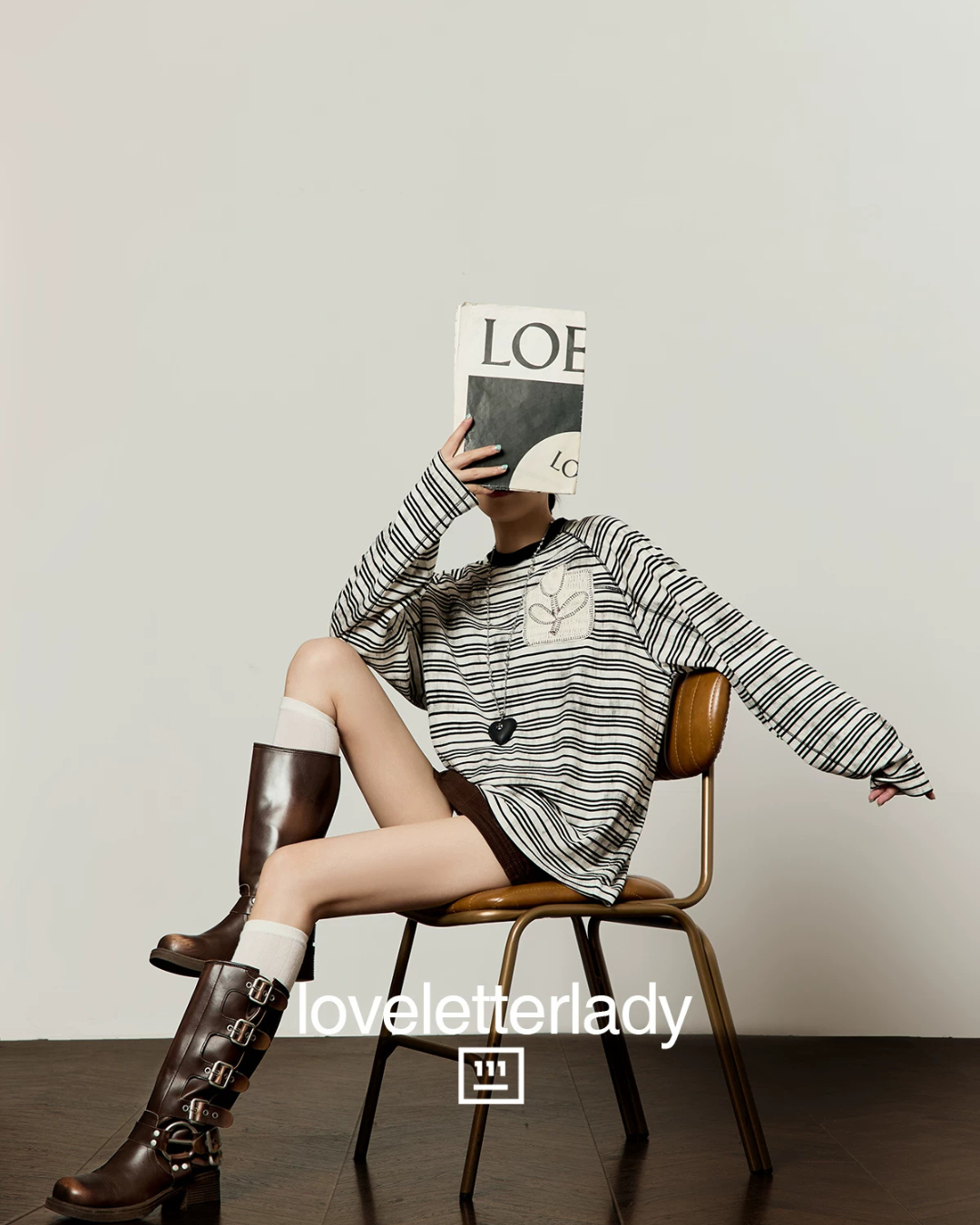 White Striped Long-Sleeve T-Shirt LLA0656