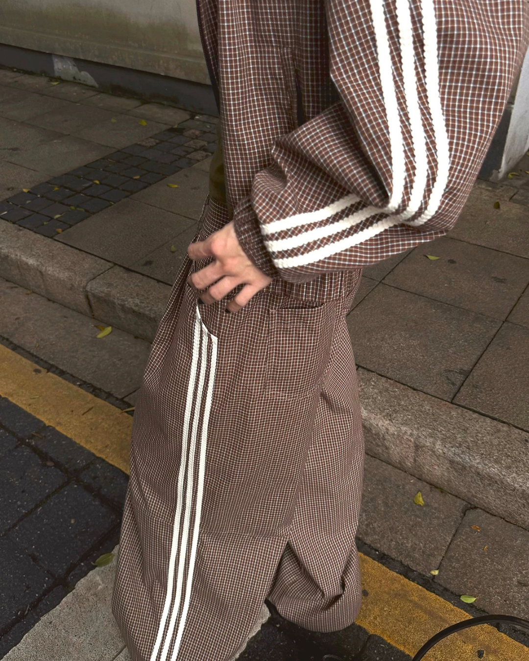 Vintage Plaid Stand Collar Jacket / Casual Pants WWP0017