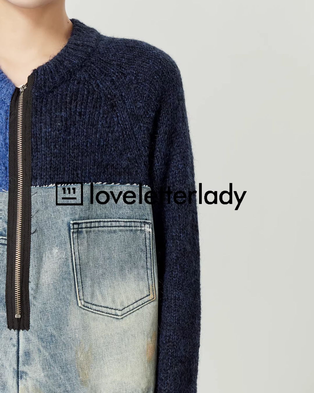 Denim Docking Knit Top LLA0595