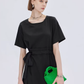 Round Neck Waist Ribbon Mini Dress SHN0054