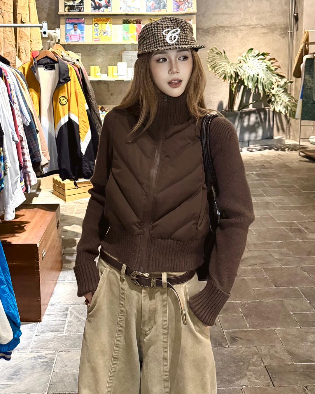 Knit Panel Quilted Knit Jacket WWP0019