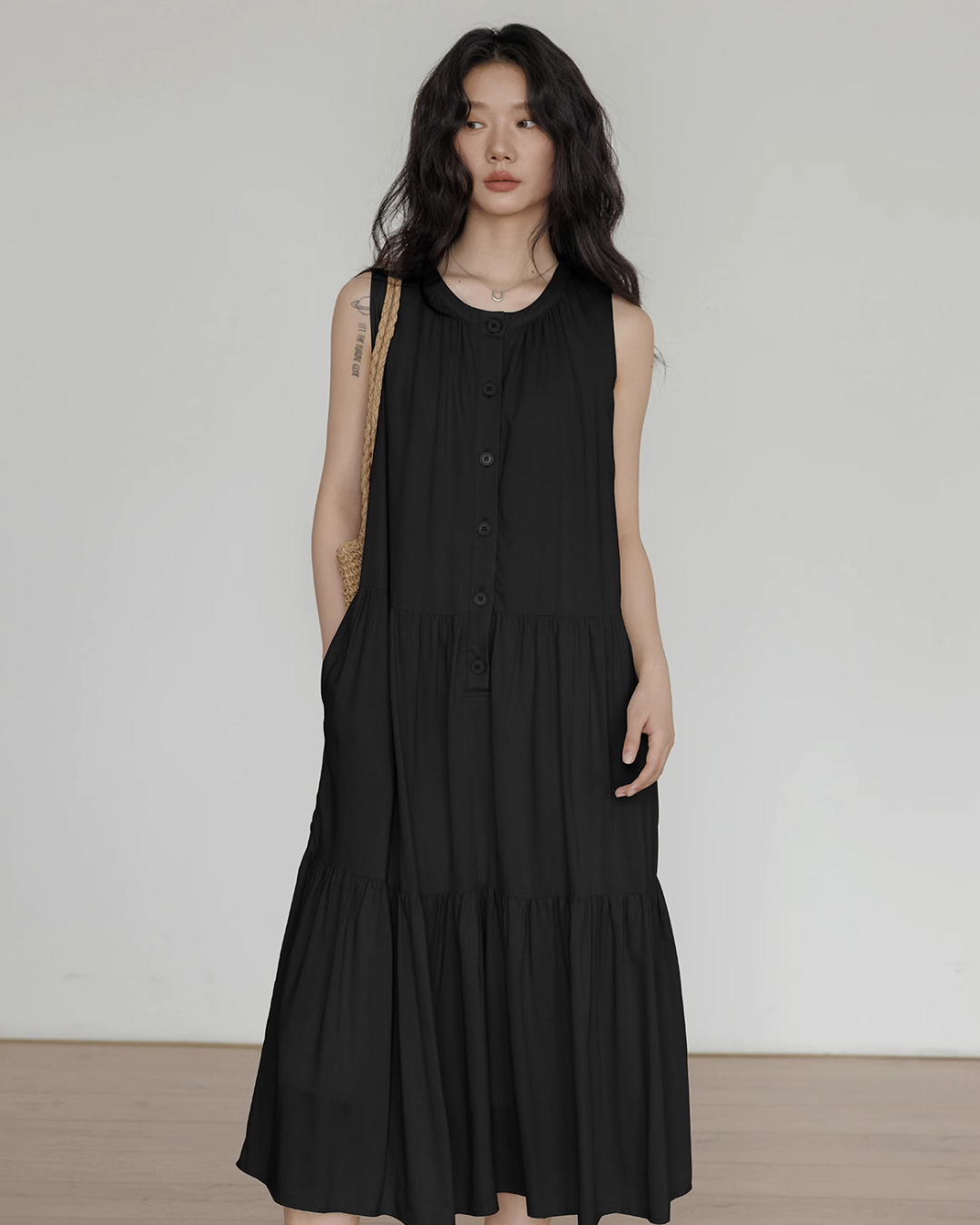 Tiered Gathered Long Dress VAS0119