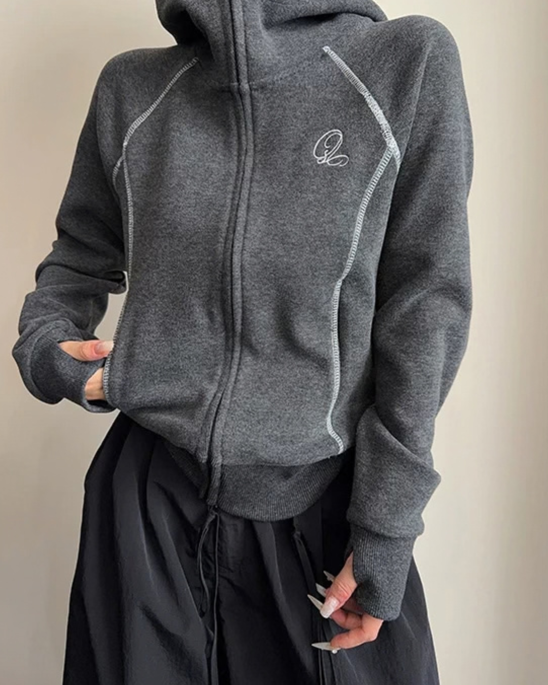 Color-Contrast Stitch Short Jacket YLS1045