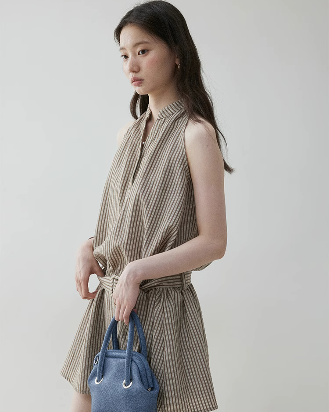 French Striped Halter Dress VOE0001
