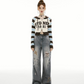 Color Stripe Double Zip Knit IMO0092