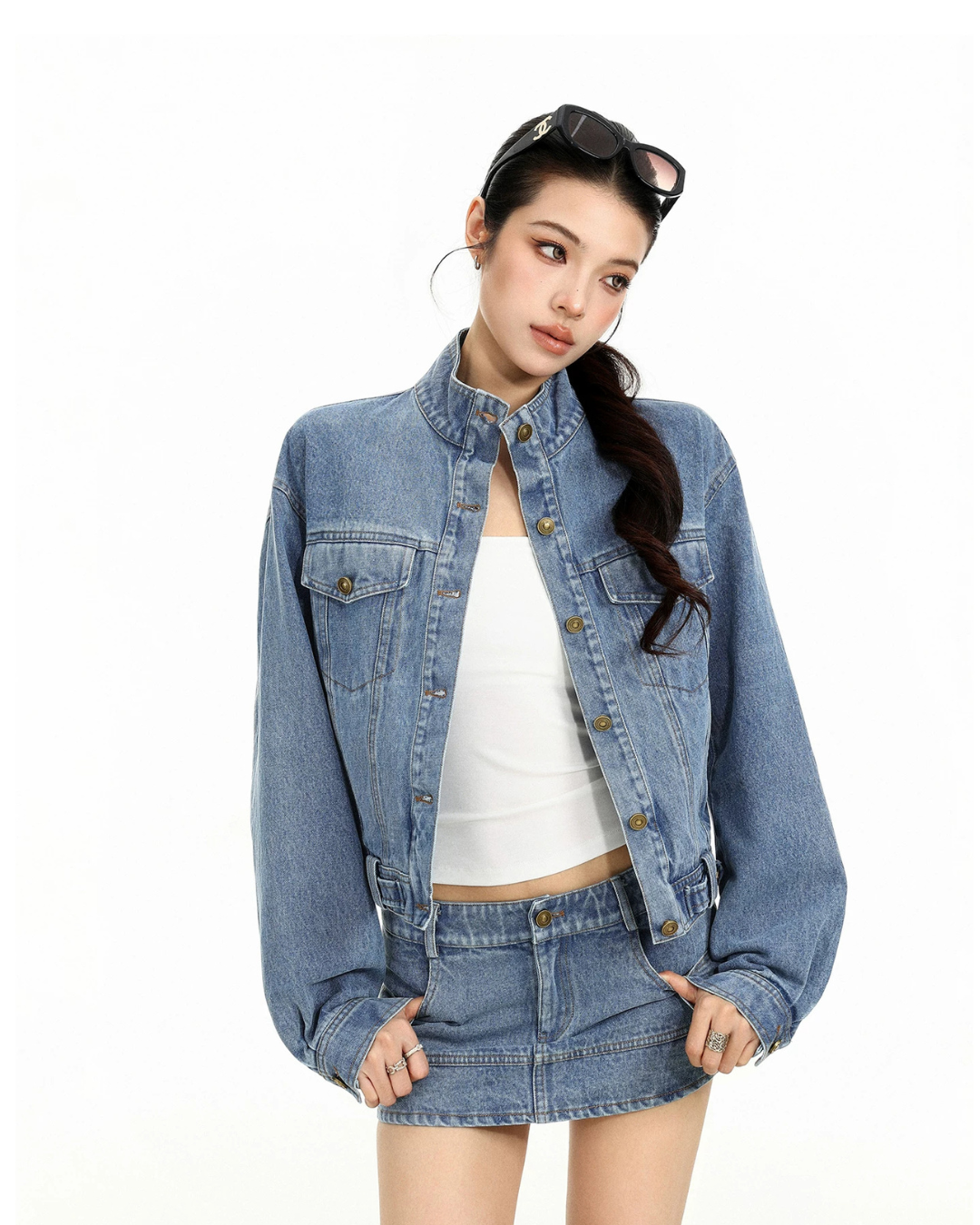 Stand Collar Denim Jacket BGS0049