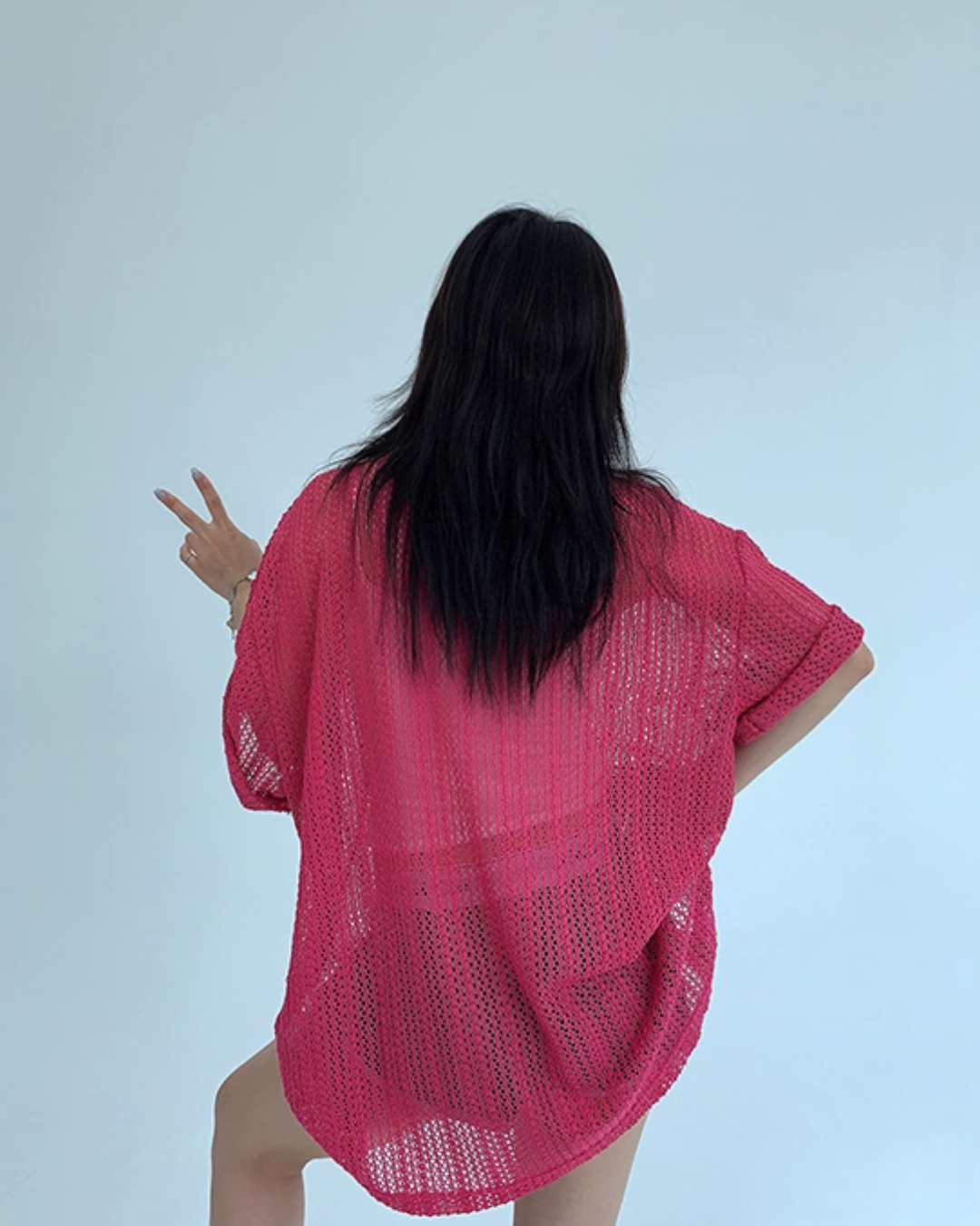 Mesh Polo Knit Top YLS0890