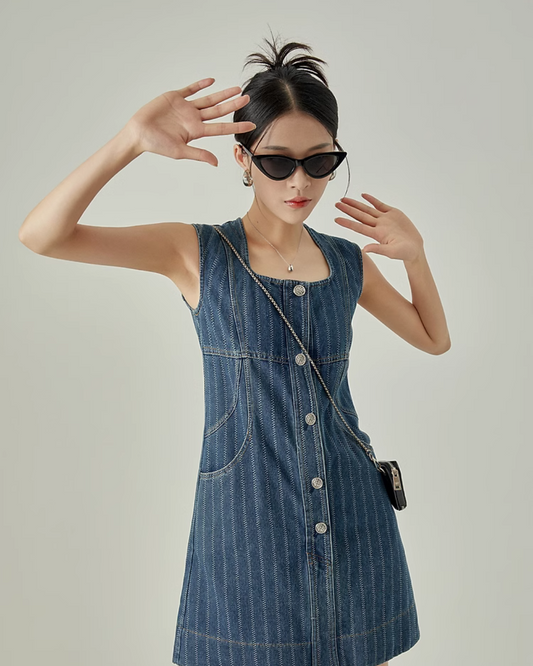 Vintage Square Neck Vest Dress LLA0274