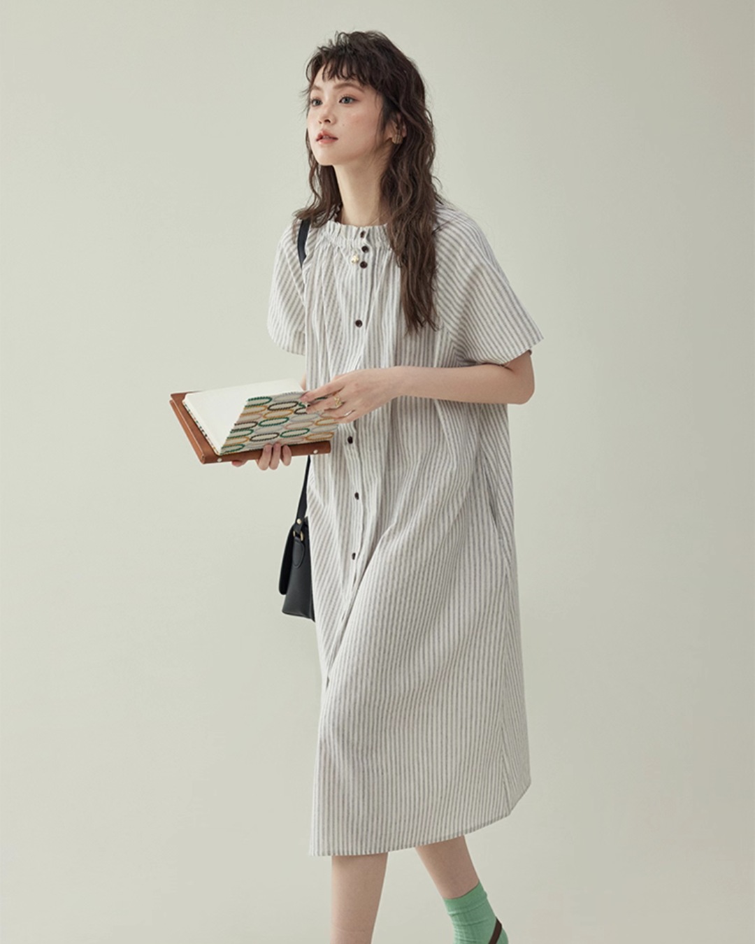 French Striped Shirt Dress  AMU0038