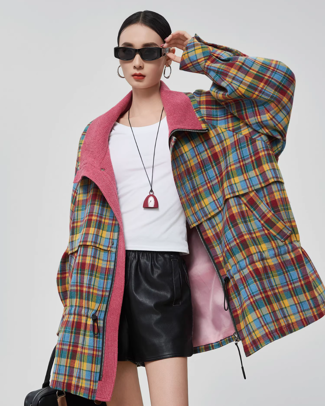 Retro Plaid Trench Coat FER0038