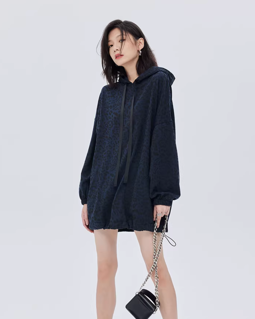 Leopard Print Hood Shoulder Dress SHN0014