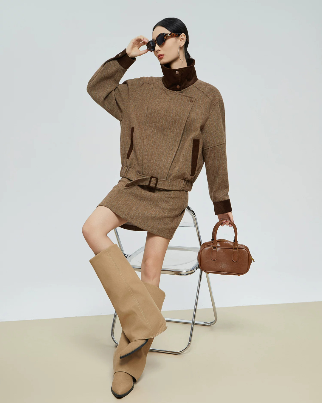 Wool-Like Short Jacket / Mini Skirt FER0379