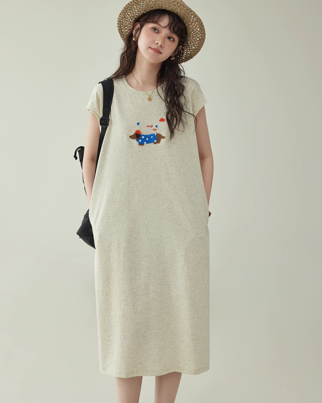 French Sleeve T-Shirt Dress AMU0035