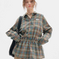 Green Plaid Drawstring Waist Shirt ZZF0360