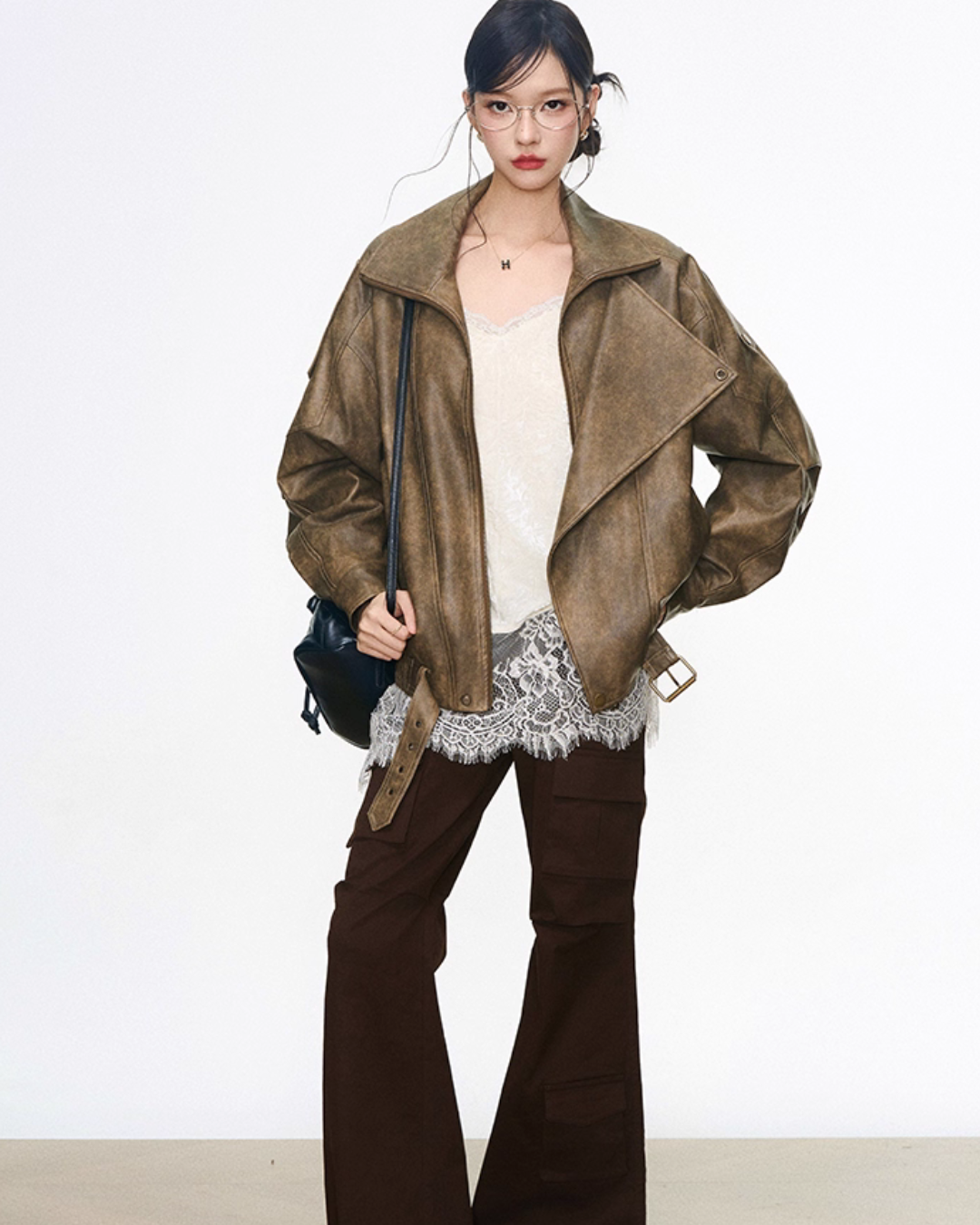 Vintage Jacket / Lace Cami Dress / Flare Pants WEO0059