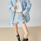 Denim Long-Sleeve Shirt / High-Waisted Shorts FER0076