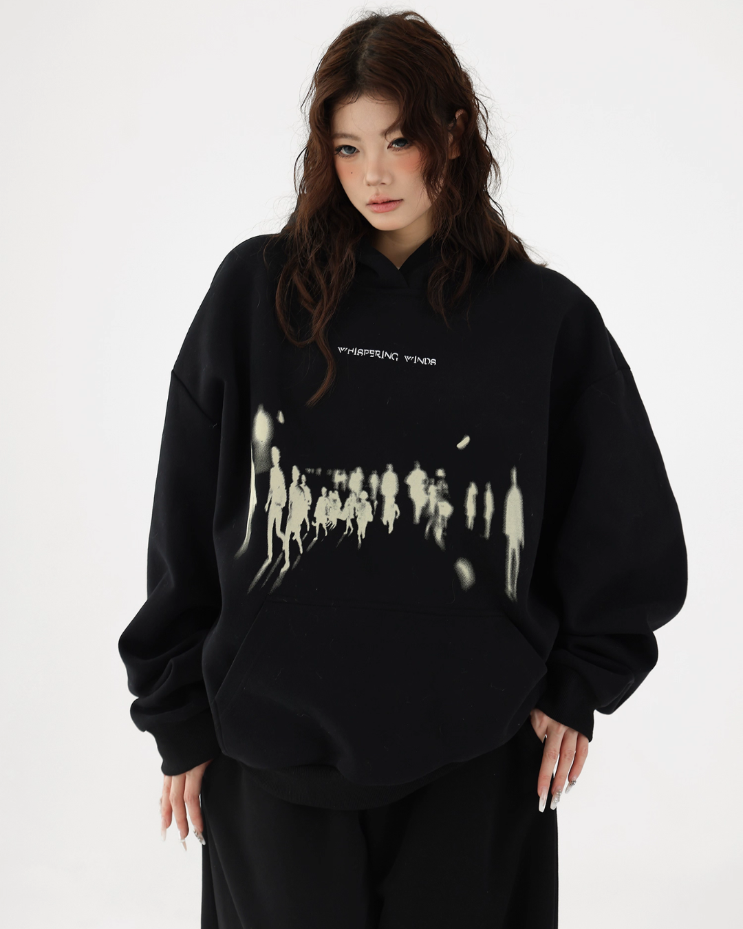 Blurry Figure Print Hoodie ACS0304