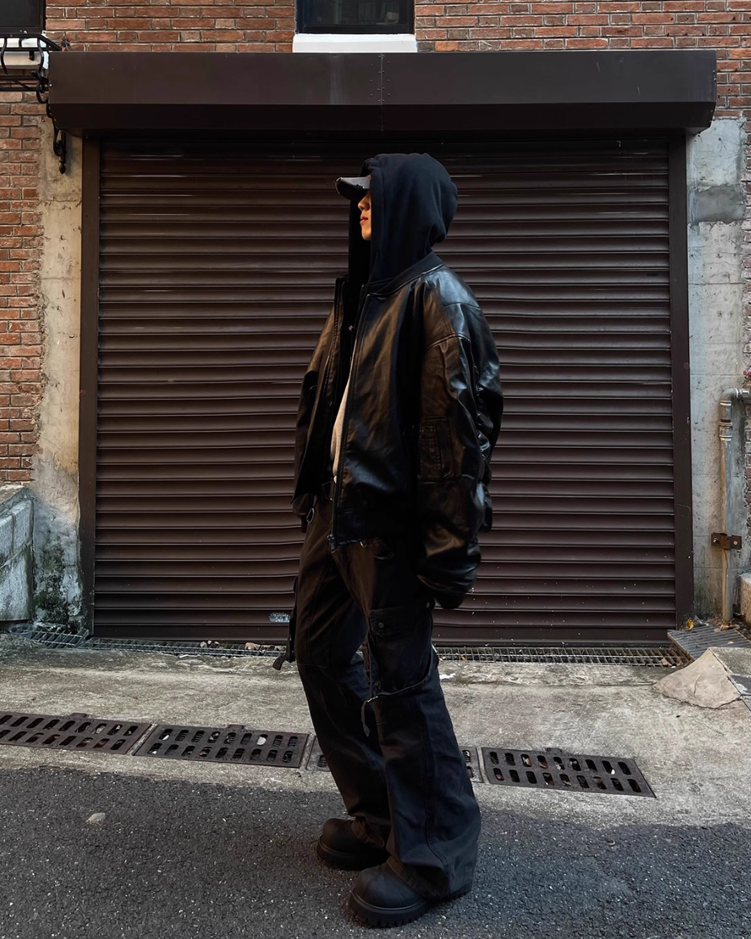 Hood Leather Cotton Jacket FLG0006
