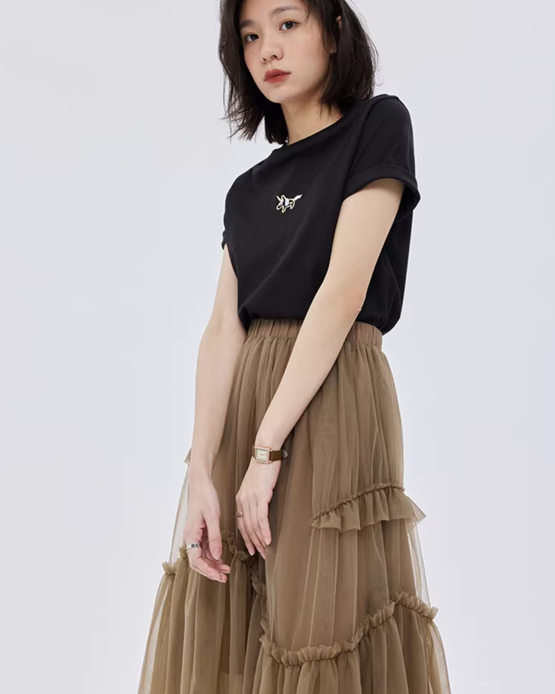 Ruffled Mid-Length Skirt SHN0028