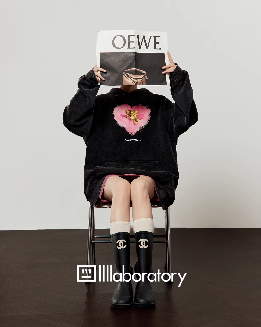 Heart Tiger Retro Hoodie / Pink Mini Skirt LLA0594