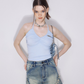 Drawstring Front Crop Cami Tops ZZF0225