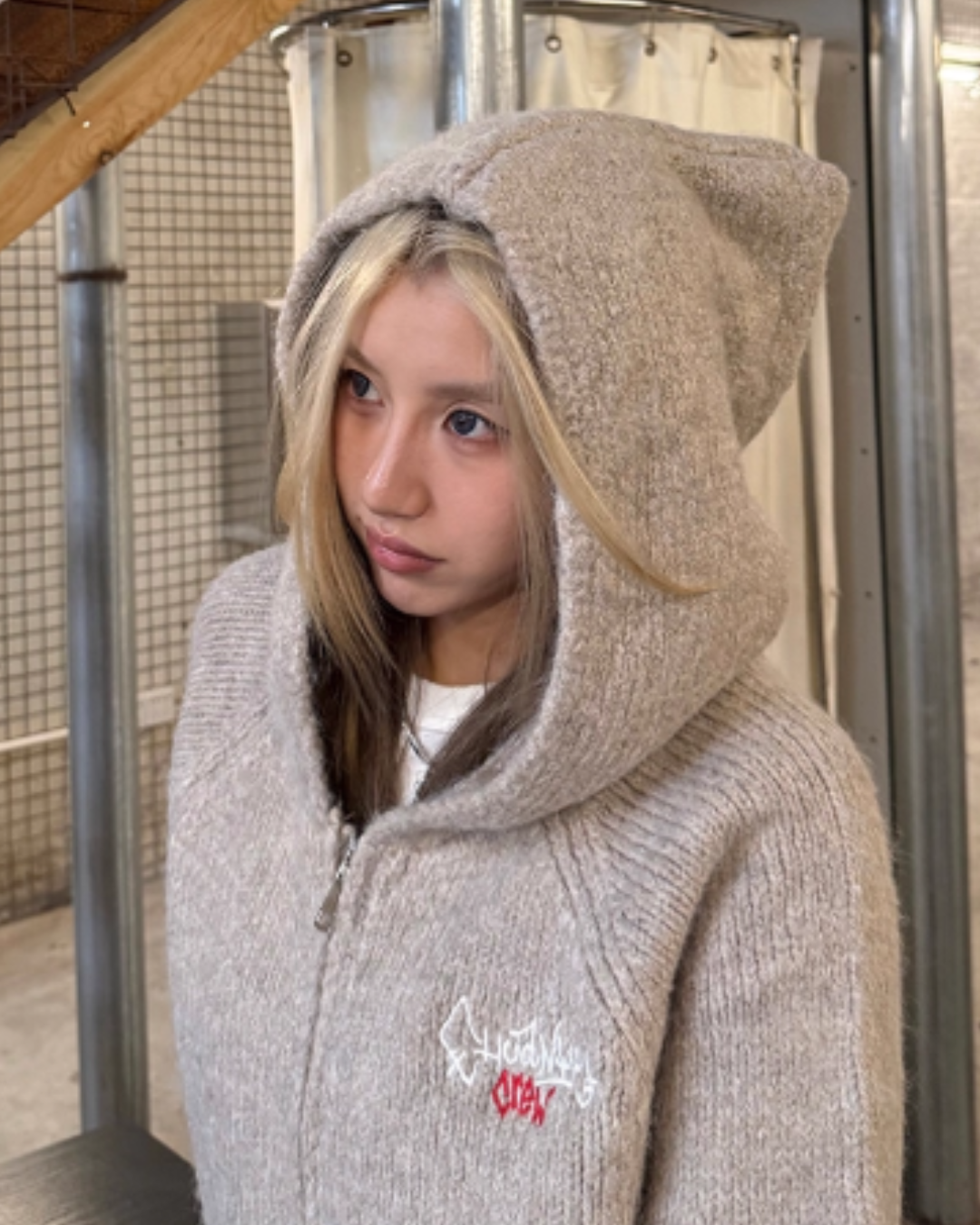 Embroidered Hood Knit Jacket CYE0018
