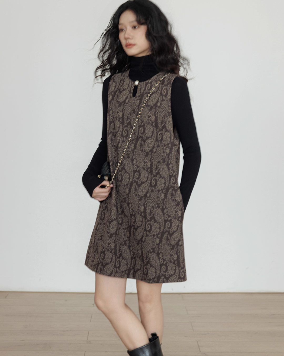 Round Neck Paisley Vest Dress VAS0165
