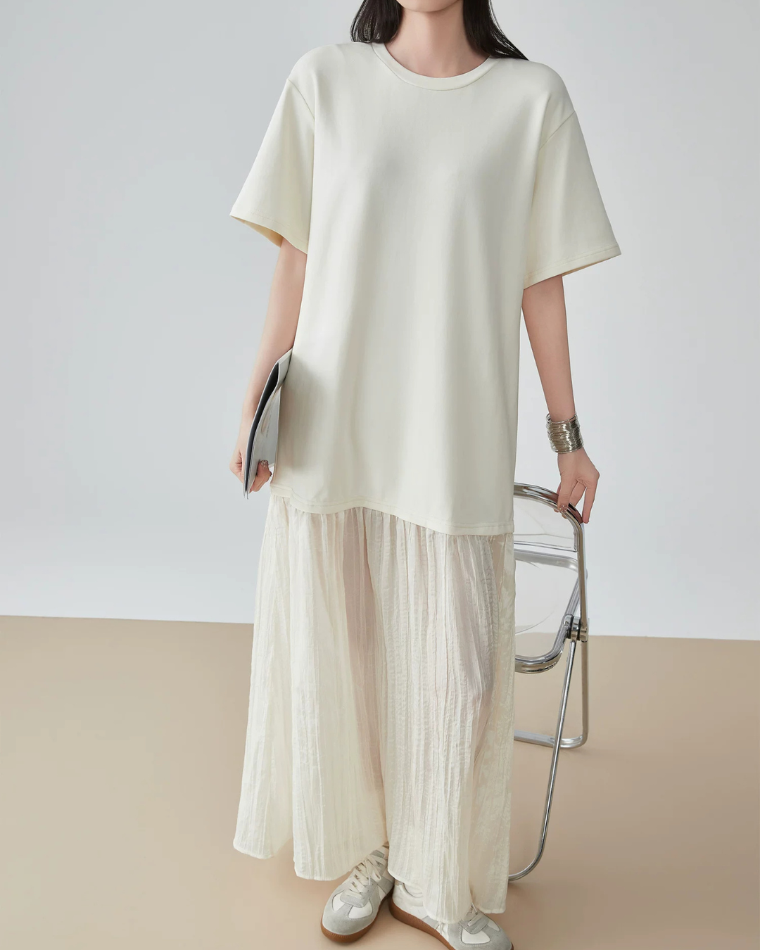Sheer Pleated Docking Dress FER0165