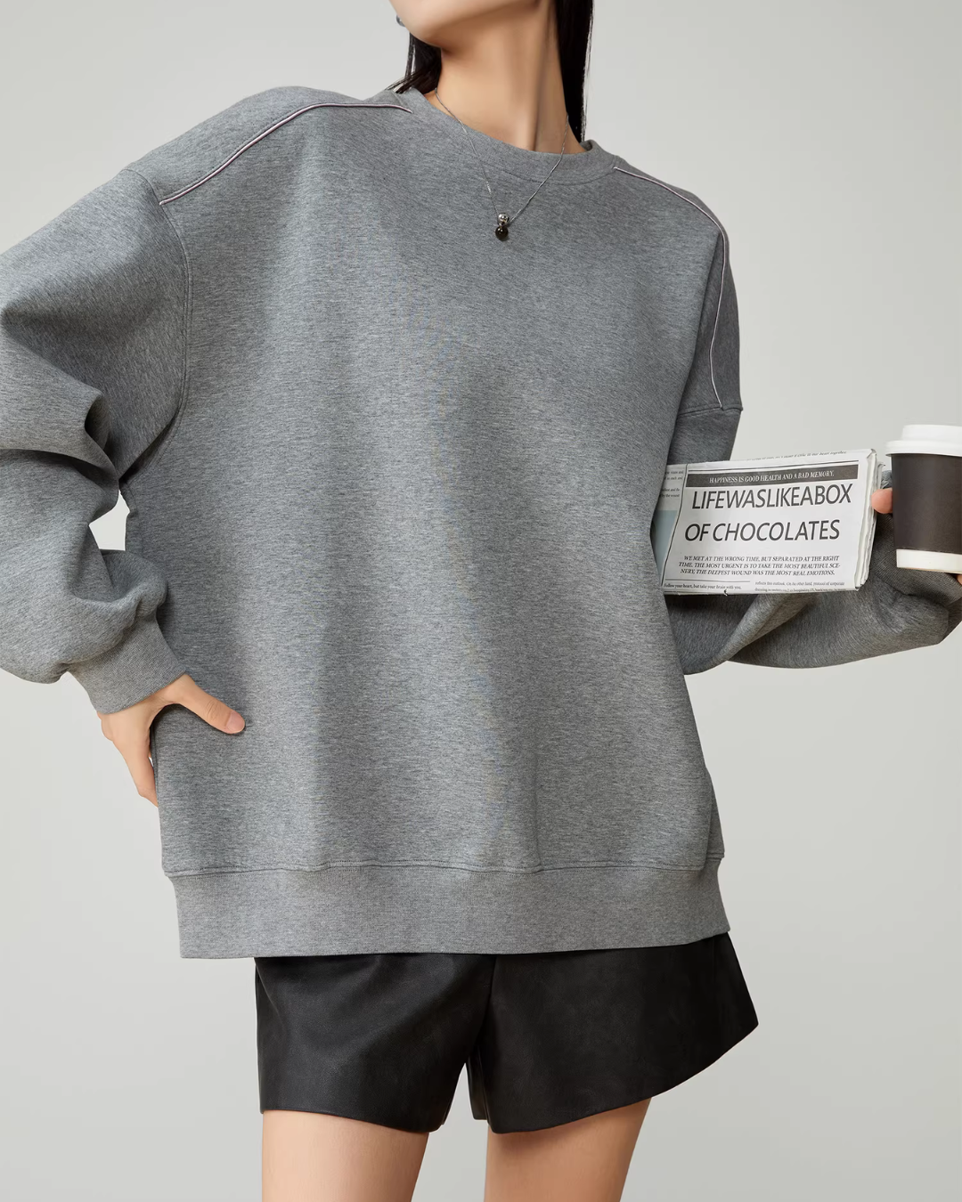 Back Print Crew Neck Pullover Top FER0054