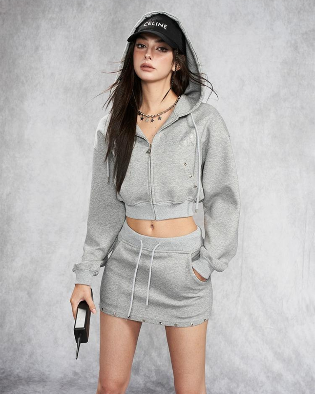 Cropped Hoodie & Mini Skirt Setup AAD0001