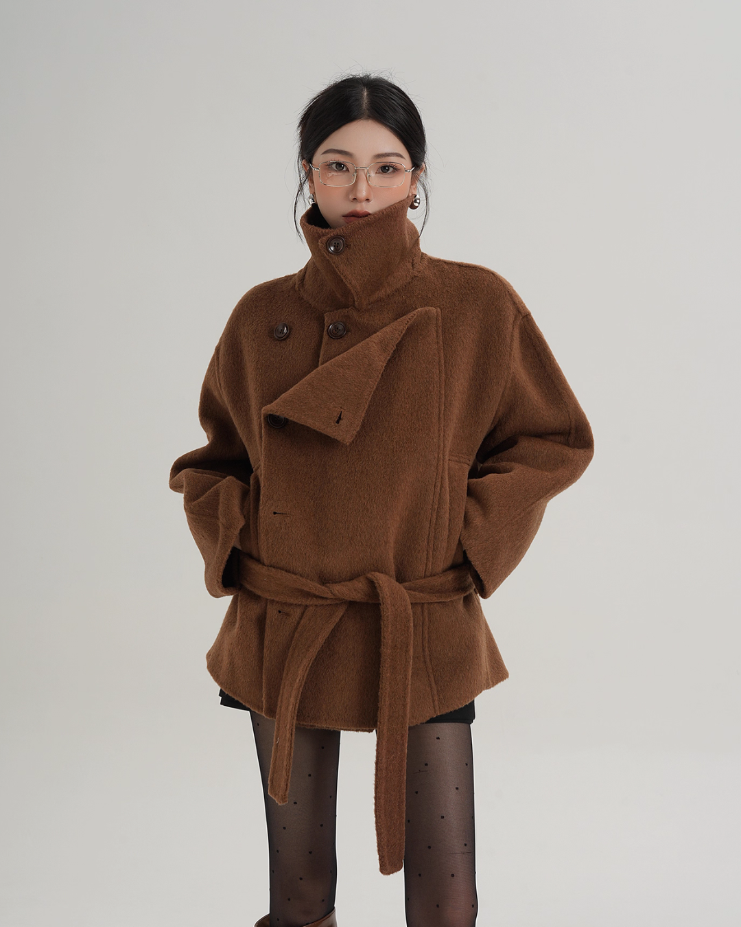 Stand Collar Wool Trench Coat SRS0376