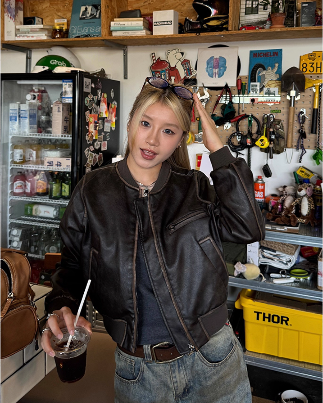 Vintage Cropped Leather Jacket CYE0005