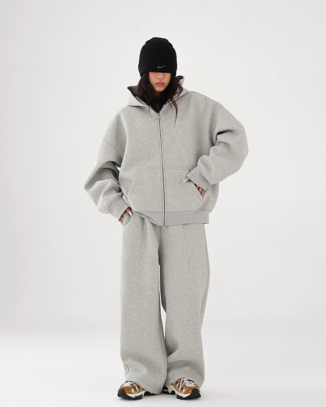 Basic Simple Zip Hoodie / Wide Sweatpants ACS0327