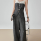 Front Button Bicolor Bustier / Wide Long Pants FER0272