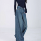 Denim Semi Flared Wide Pants / Long Sleeve Top ABW0003