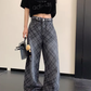 Plaid Wide-Leg Jeans YLS1019