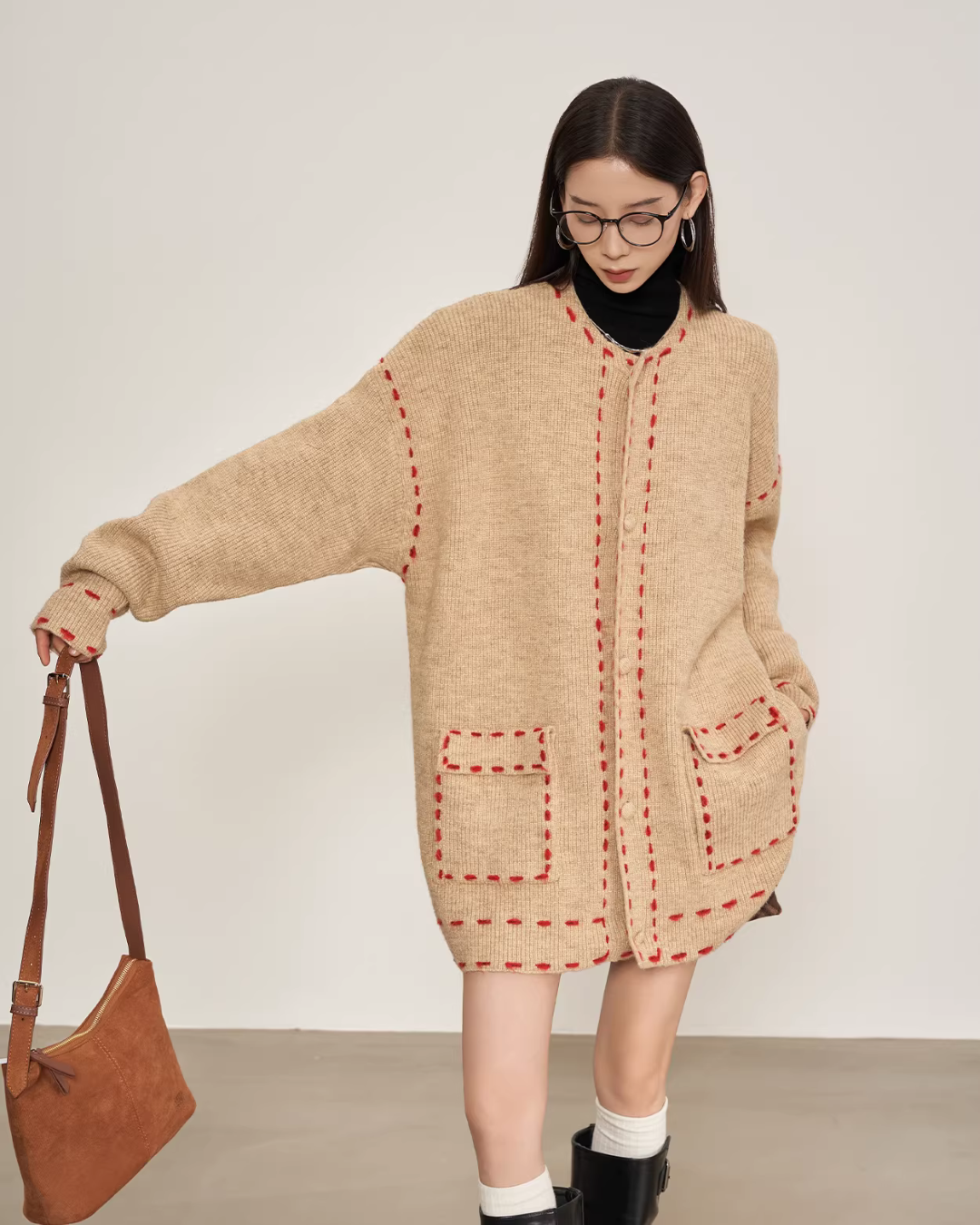 Stitched Embroidery Knit Cardigan SUY0034