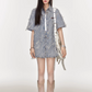 Fringe Retro Denim Shirt / Denim Mini Skirt EPU0013