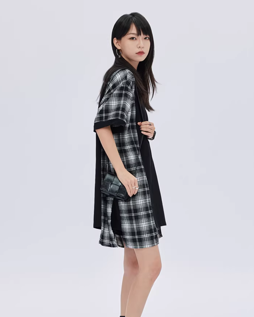 Irregular Patchwork Checkered Dress SHN0038