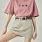 Floral Embroidery Pink T-Shirt LLA0066