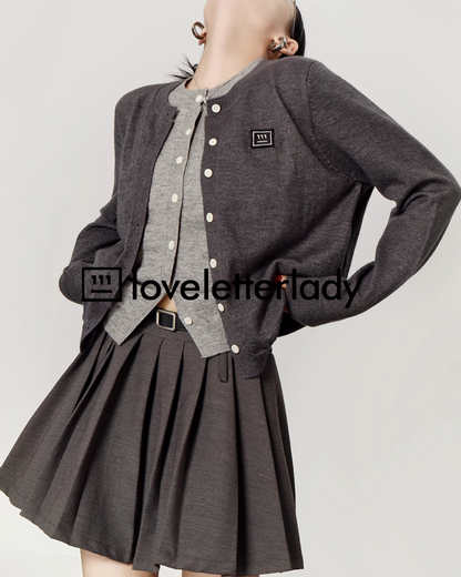 Round Neck Compact Knit Cardigan LLA0414