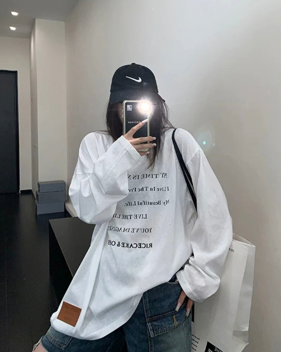 V-Neck Print Long Sleeve T-Shirt  YLS1044