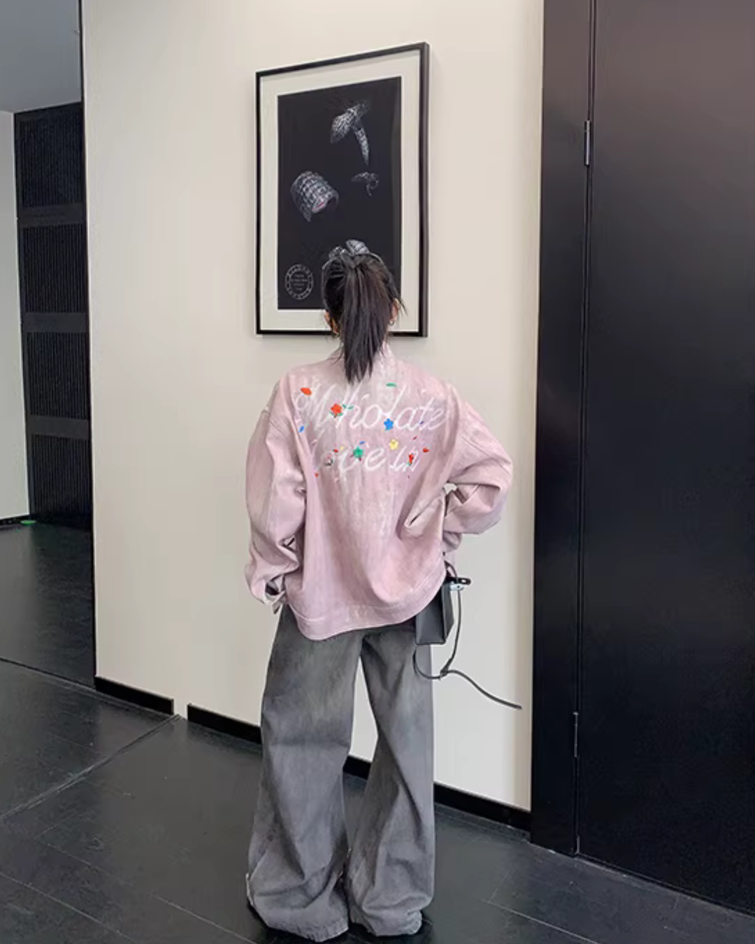 Back Logo Pink Denim Jacket YLS1026