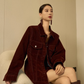 Wine Red Corduroy Jacket / Mini Skirt SUY0030