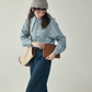 Blue Stripe Shirt / Wide Denim Pants / Corduroy Overall Skirt AMU0033
