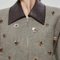 Flower Bijou Embroidered Zip Jacket FER0381